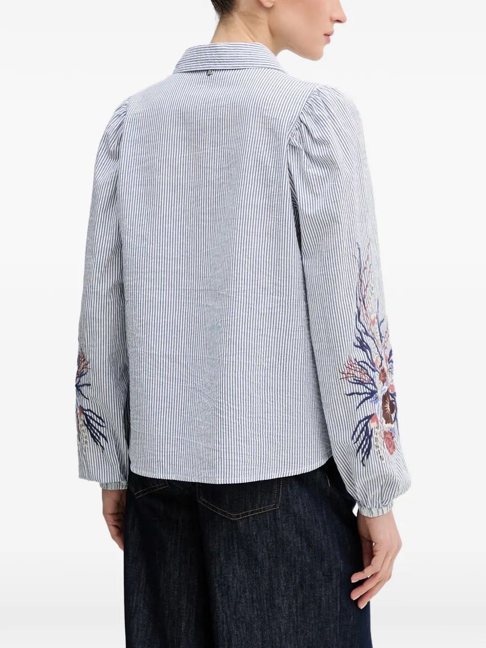 Mos Mosh Ciu gestreepte blouse met borduurwerk Wit