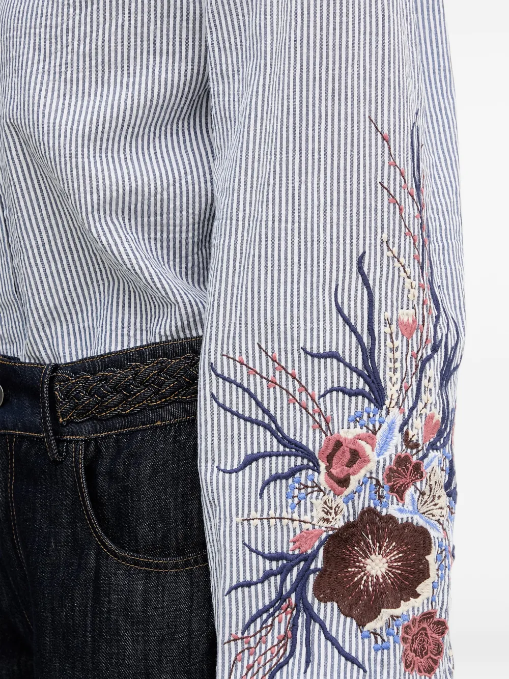 Mos Mosh Ciu gestreepte blouse met borduurwerk Wit