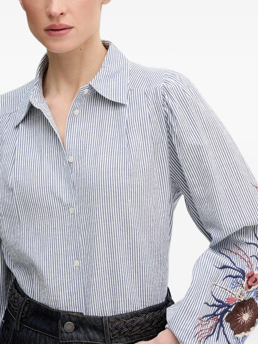Mos Mosh Ciu gestreepte blouse met borduurwerk Wit