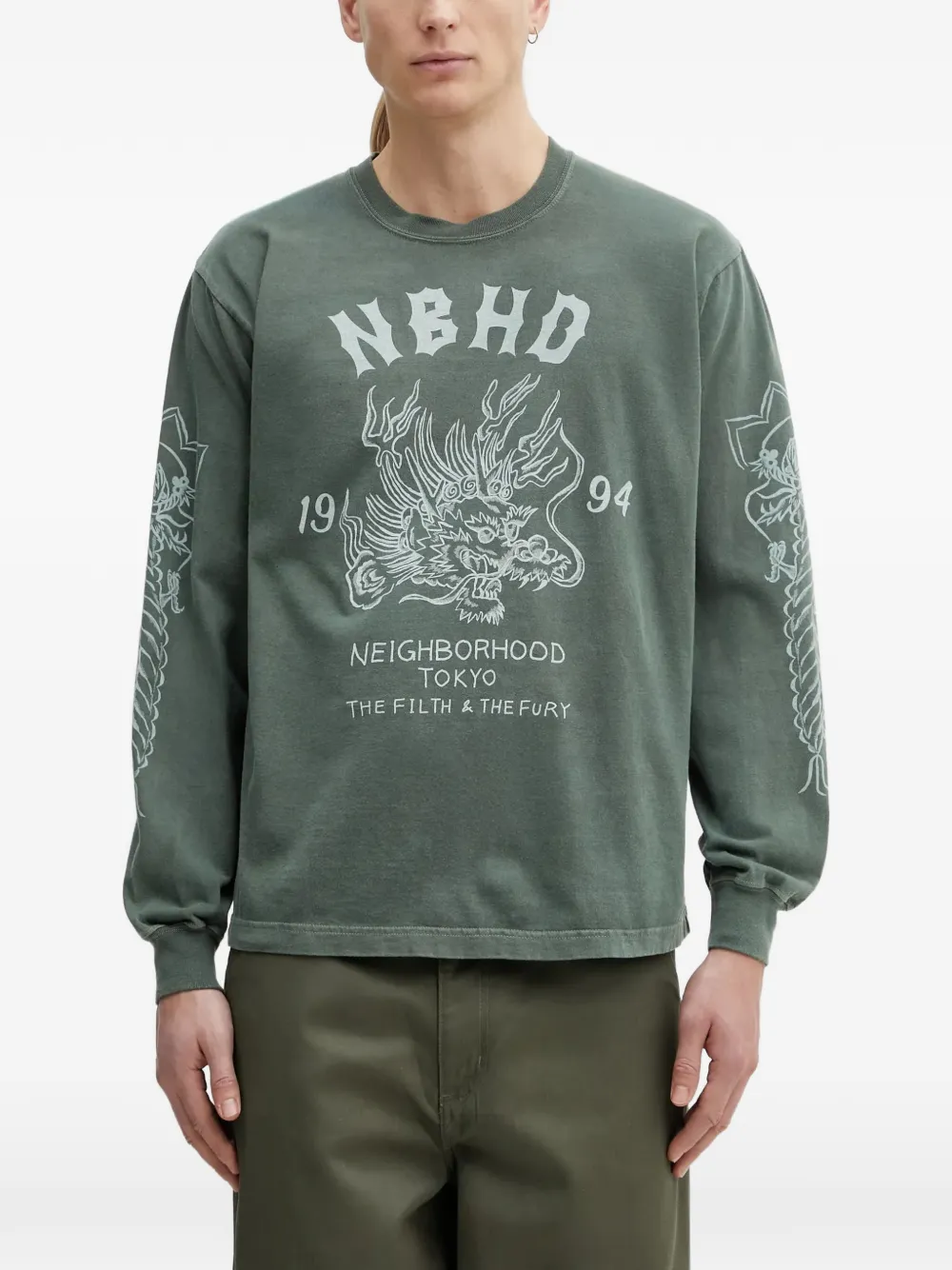 Neighborhood graphic-print cotton T-shirt - Verde