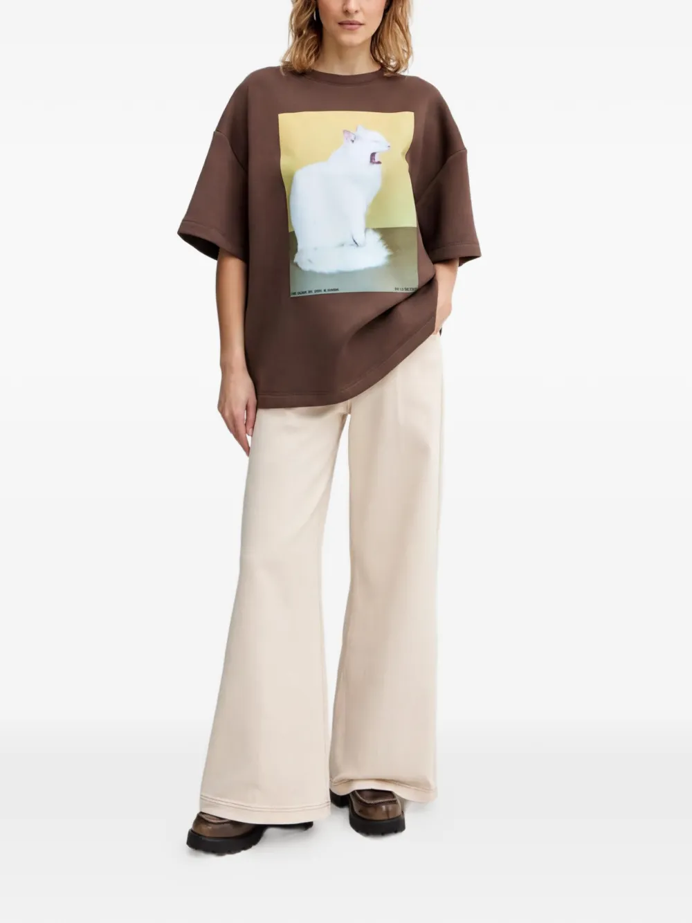 MUNTHE Rosh jeans met wijde pijpen Beige