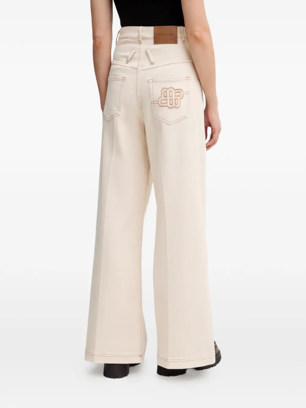 MUNTHE Rosh jeans met wijde pijpen Beige