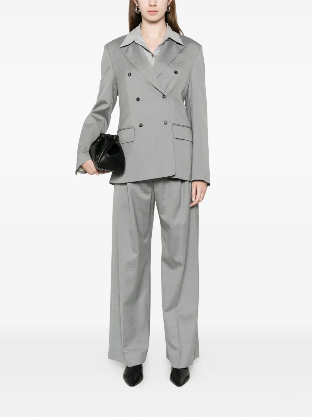  Tela Double-breasted Blazer - Grey 