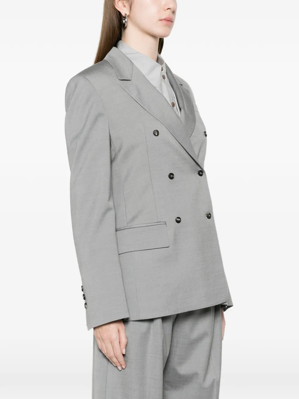  Tela Double-breasted Blazer - Grey 