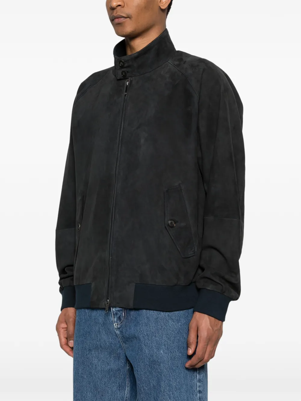  Baracuta Zip-up Suede Jacket - Blue 