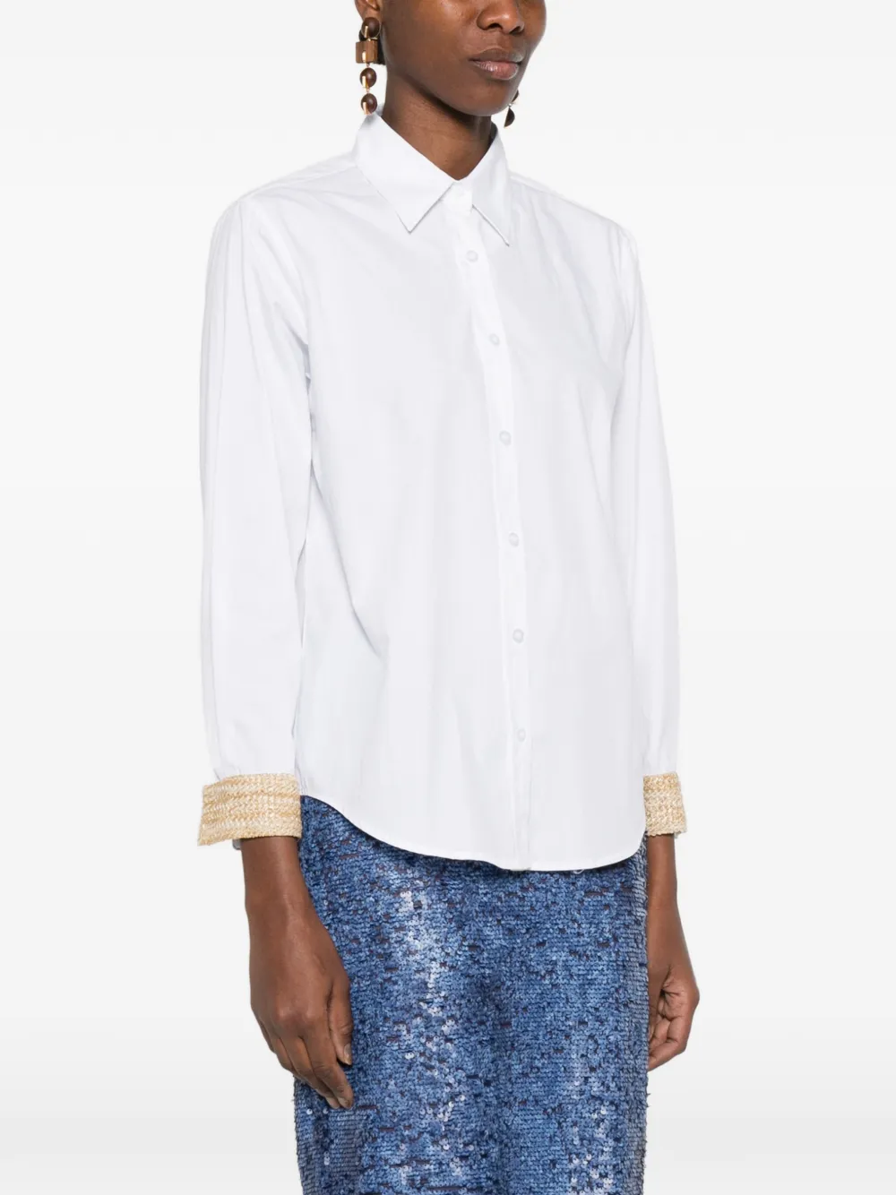  Rosanna Ocampo Raffia-cuff Shirt - White 