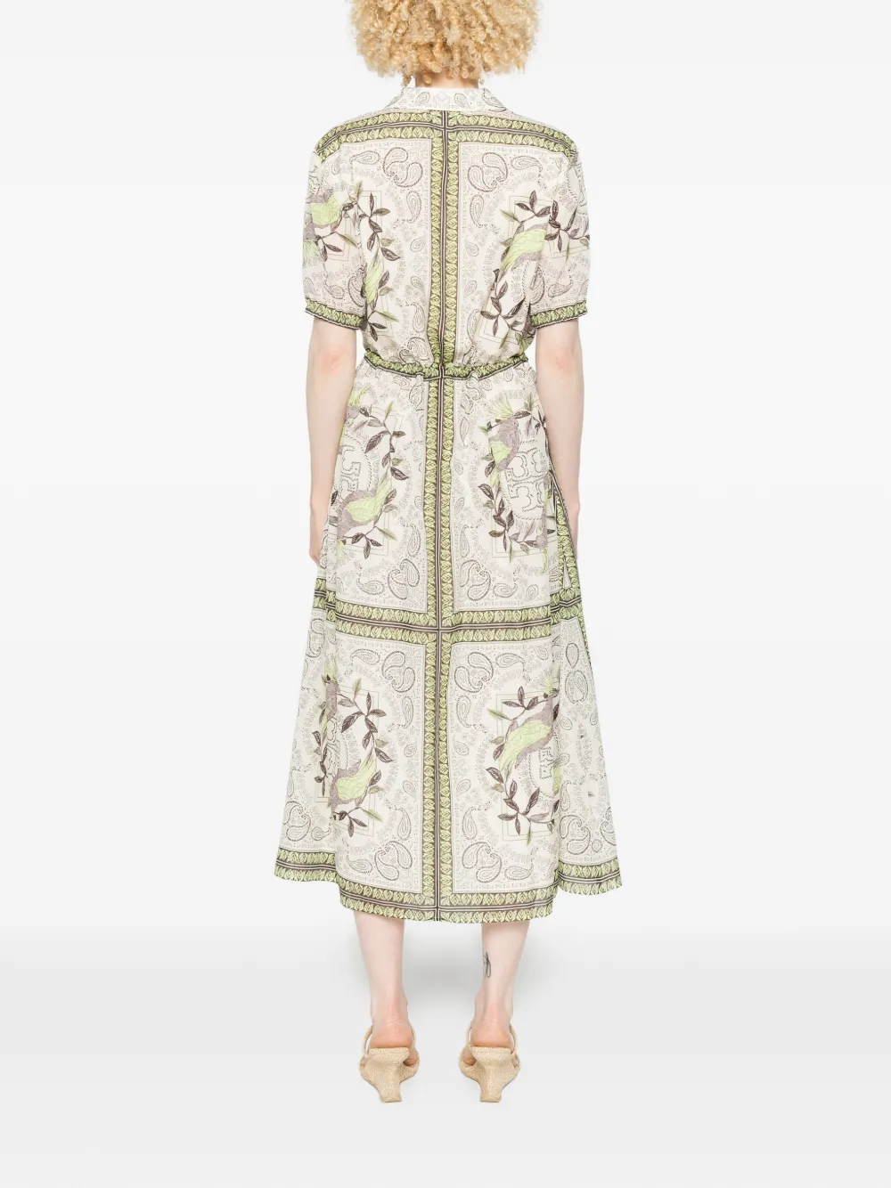Tory Burch Bird midi-jurk met paisley-print Beige