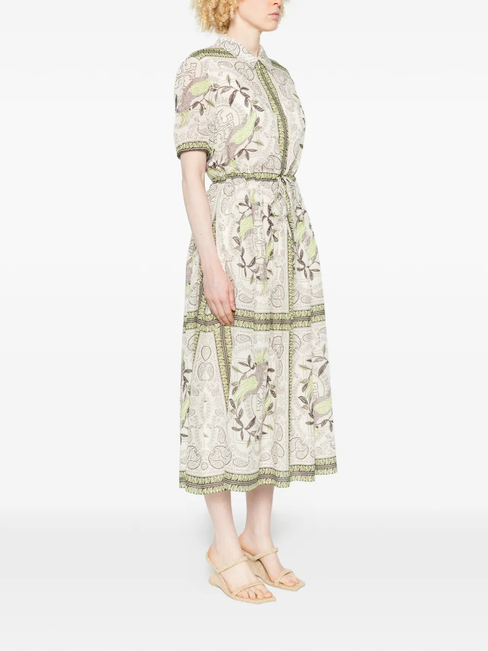 Tory Burch Bird midi-jurk met paisley-print Beige