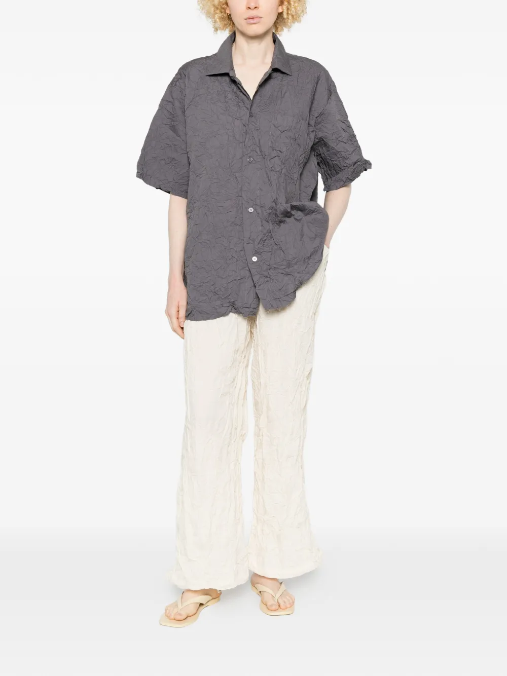  Gongdid Design Crinkled Shirt - Grey 