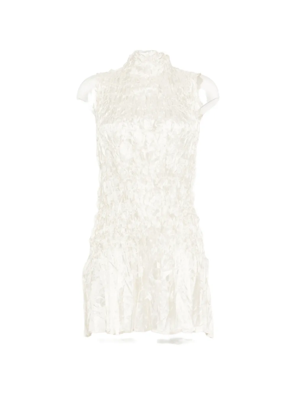 Gongdid Design High-neck Gathered Mini Dress In White