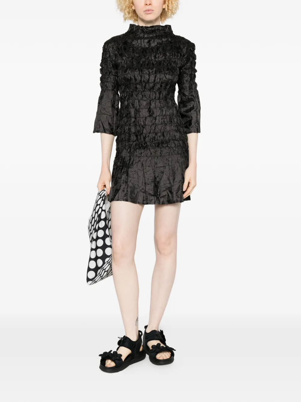  Gongdid Design Funnel-neck Mini Dress - Black 