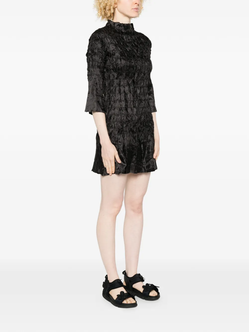  Gongdid Design Funnel-neck Mini Dress - Black 