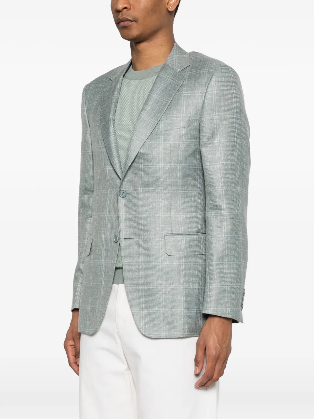  Canali Check Button Blazer - Blue 