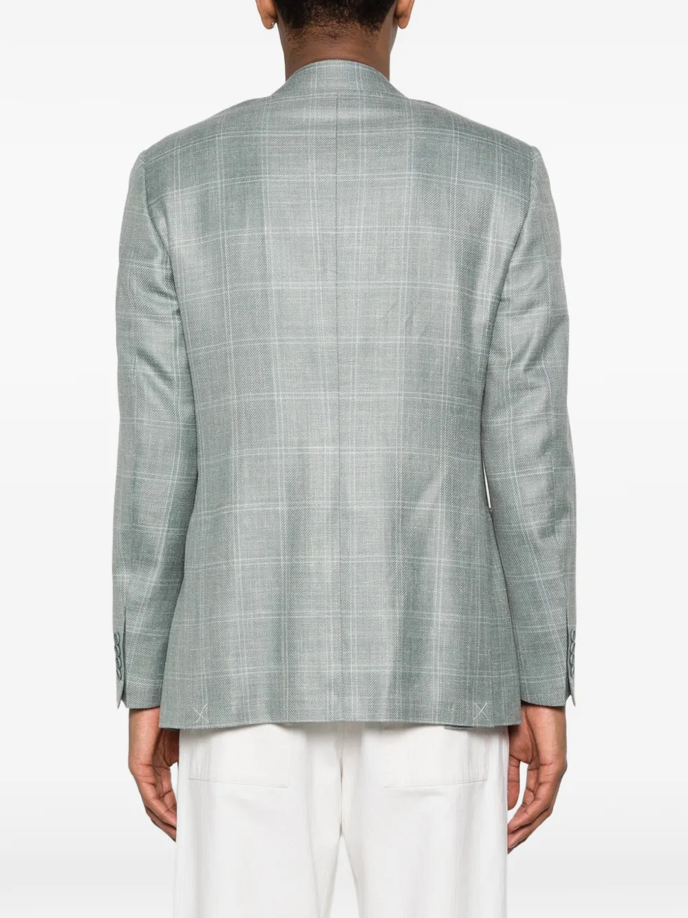 Canali Geruite blazer met knopen Blauw