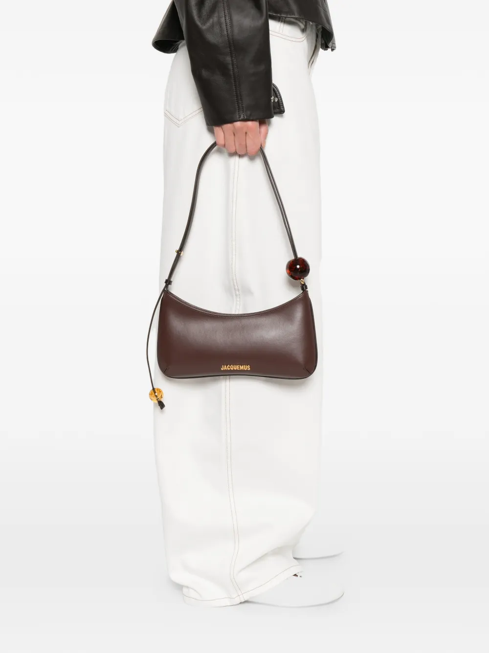  Jacquemus Pre-owned Bisou Perle Leather Shoulder Bag - Brown 