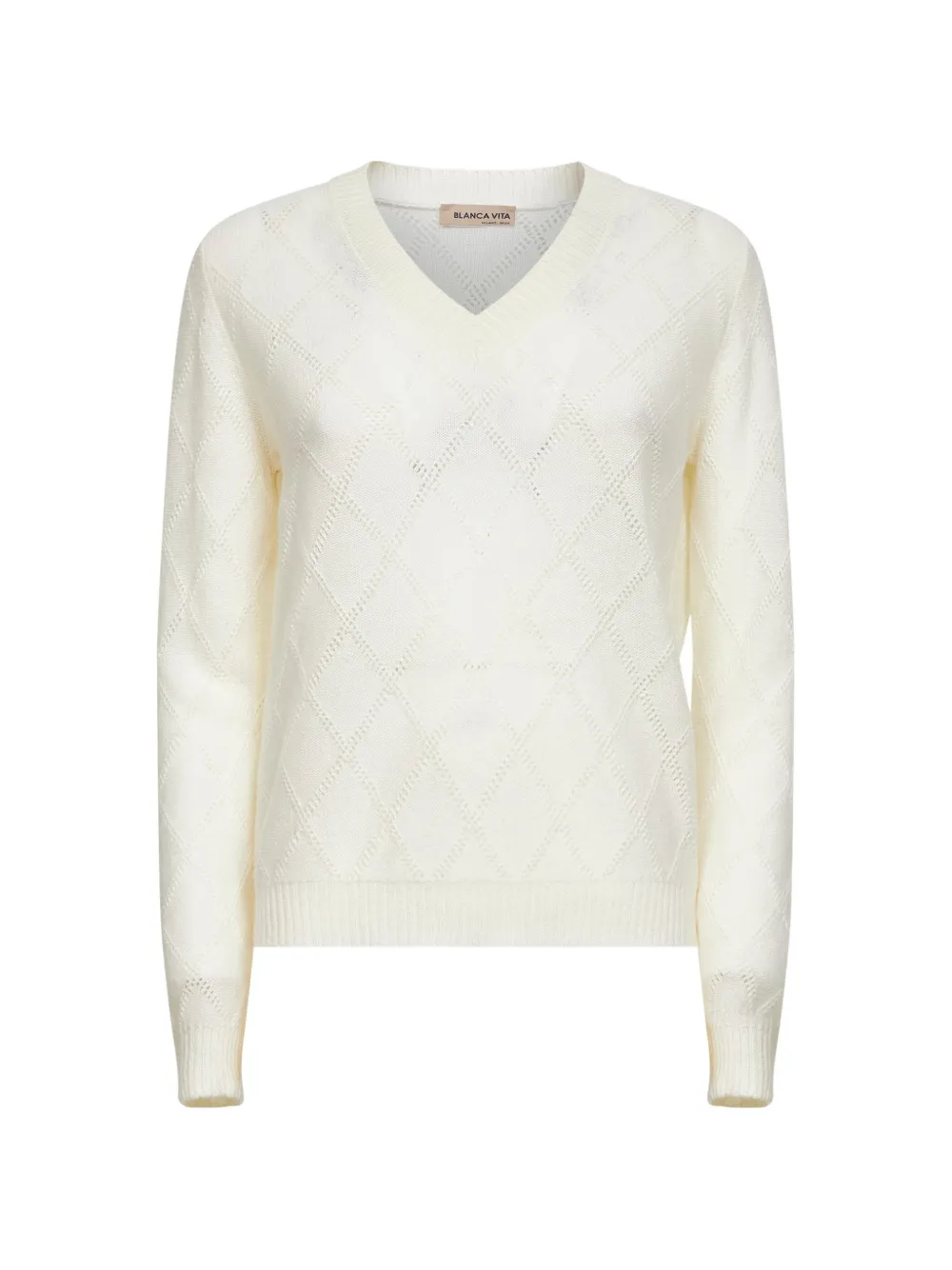 Blanca Vita ribbed v-neck sweater - Toni neutri