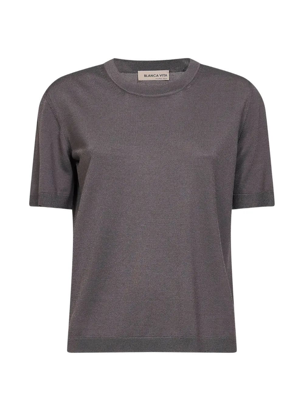 Blanca Vita ribbed crew-neck short-sleeve T-shirt - Marrone