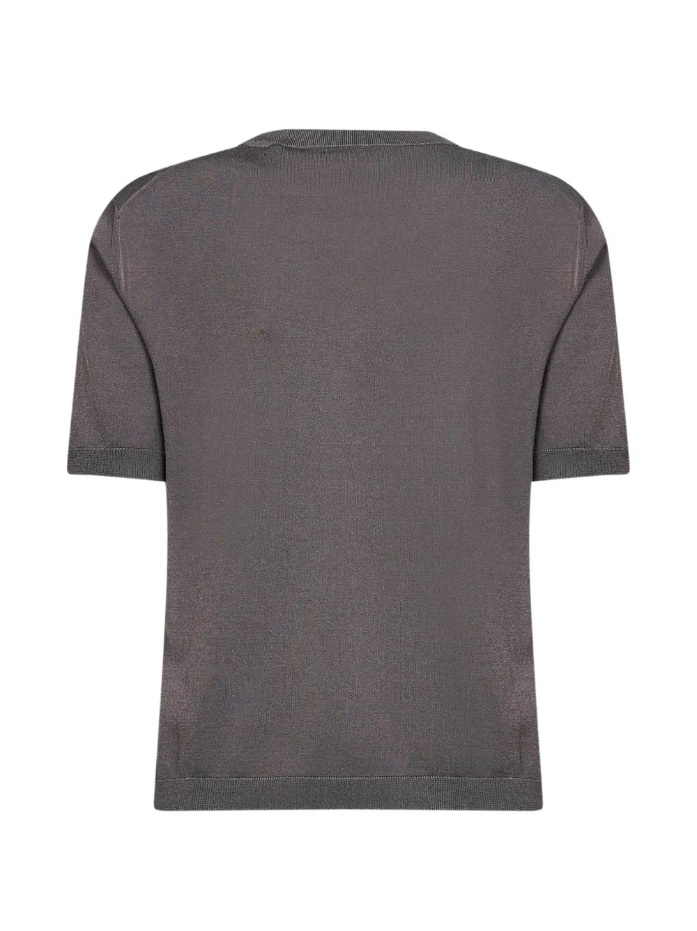 Blanca Vita Geribbeld T-shirt met ronde hals en korte mouwen Bruin