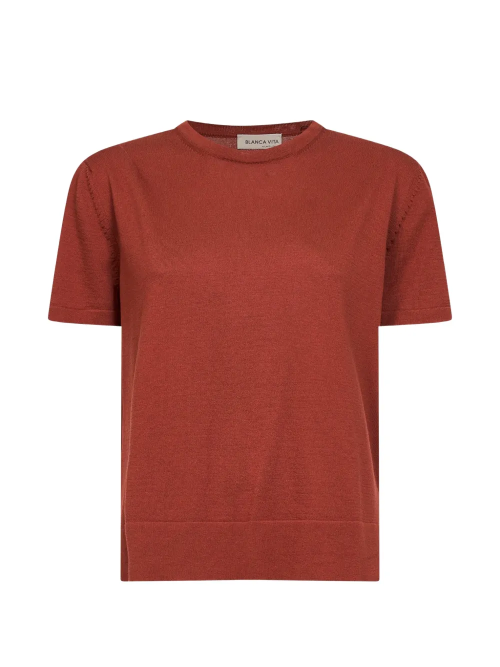 Blanca Vita ribbed short-sleeve sweater - Marrone