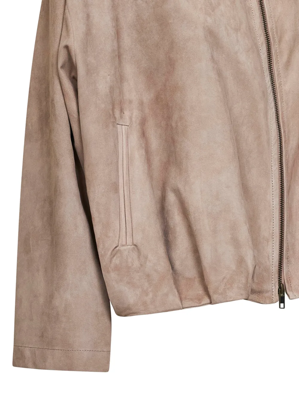 Salvatore Santoro Gesmockt leren bomberjack Beige
