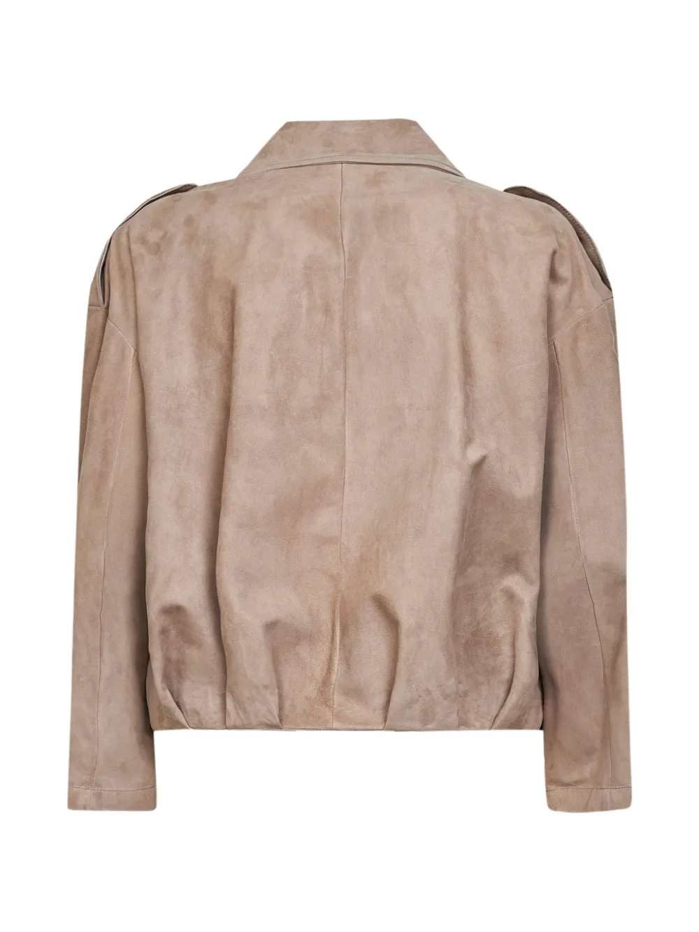 Salvatore Santoro Gesmockt leren bomberjack Beige