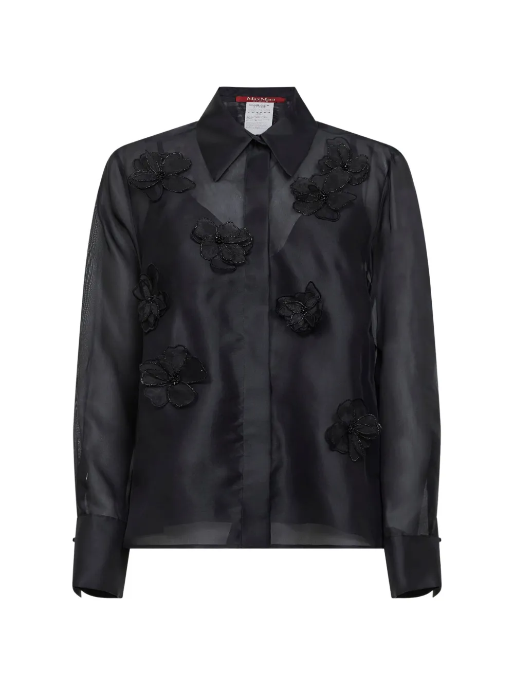 Max Mara organza flowers beaded shirt - Nero