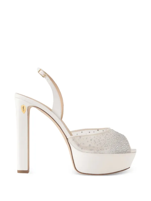 Jennifer Chamandi Antonio Crystal-embellished Sandals in White