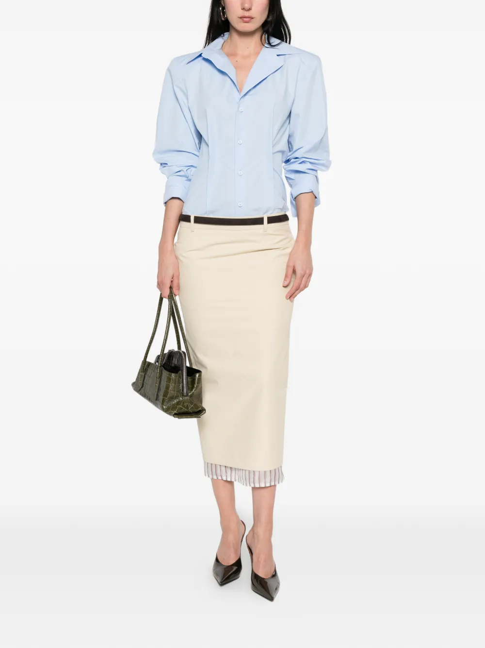  The Attico Pointed-collar Buttoned Shirt - Blue 