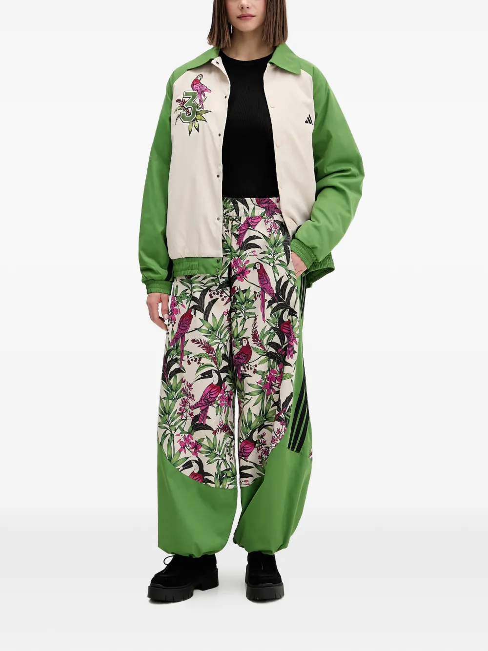 adidas X Farm Rio floral stripe track pants Beige
