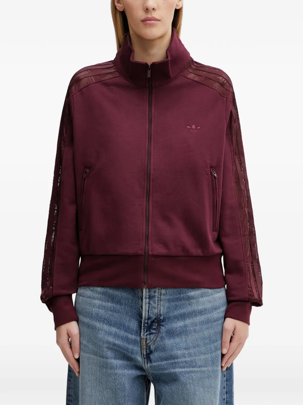 adidas lace-panel zip jacket - Rot