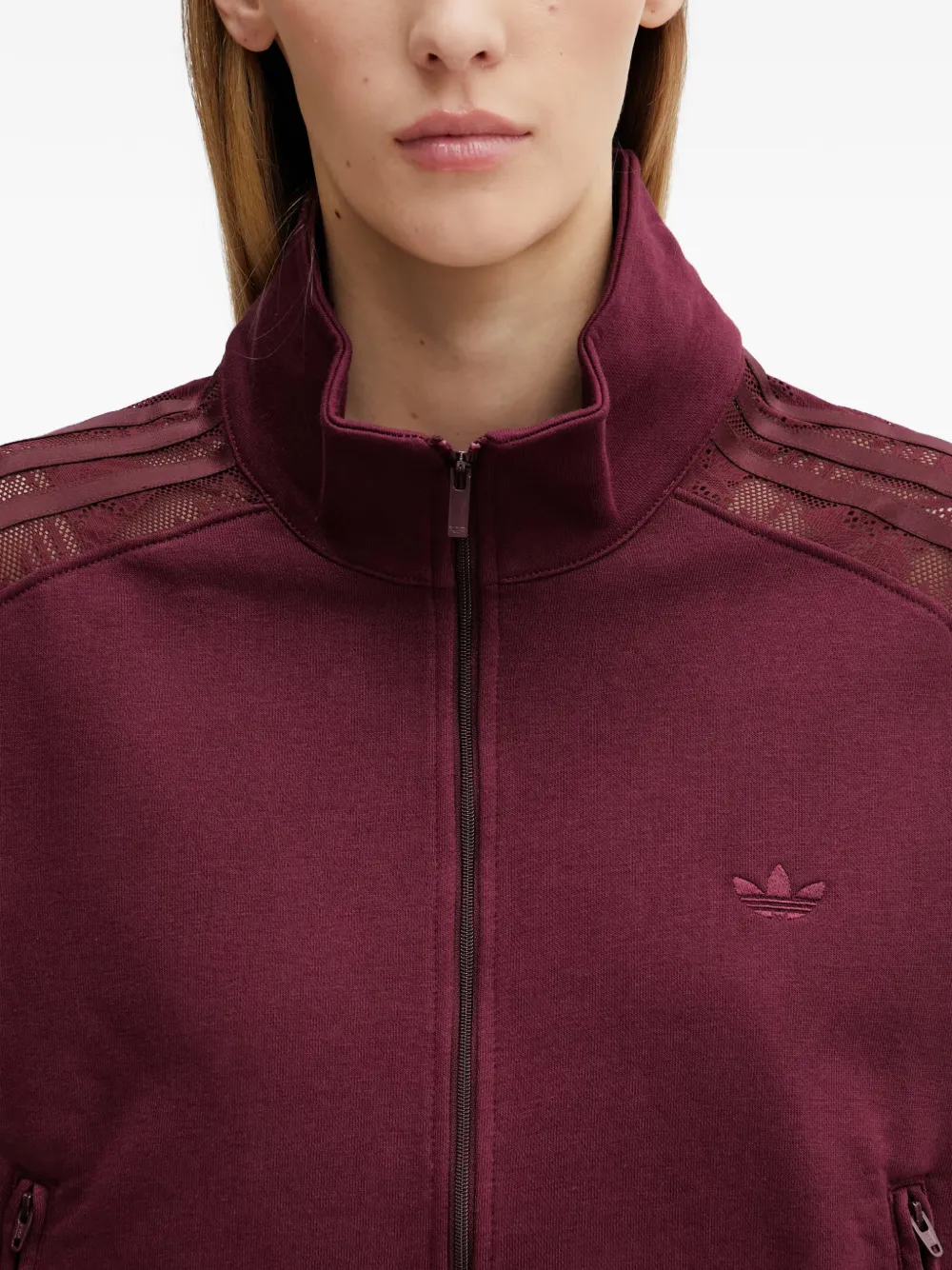 adidas Firebird lace-panel zip jacket Rood
