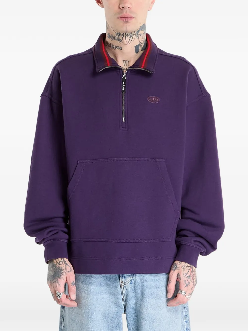 adidas Sweater met halve rits Paars