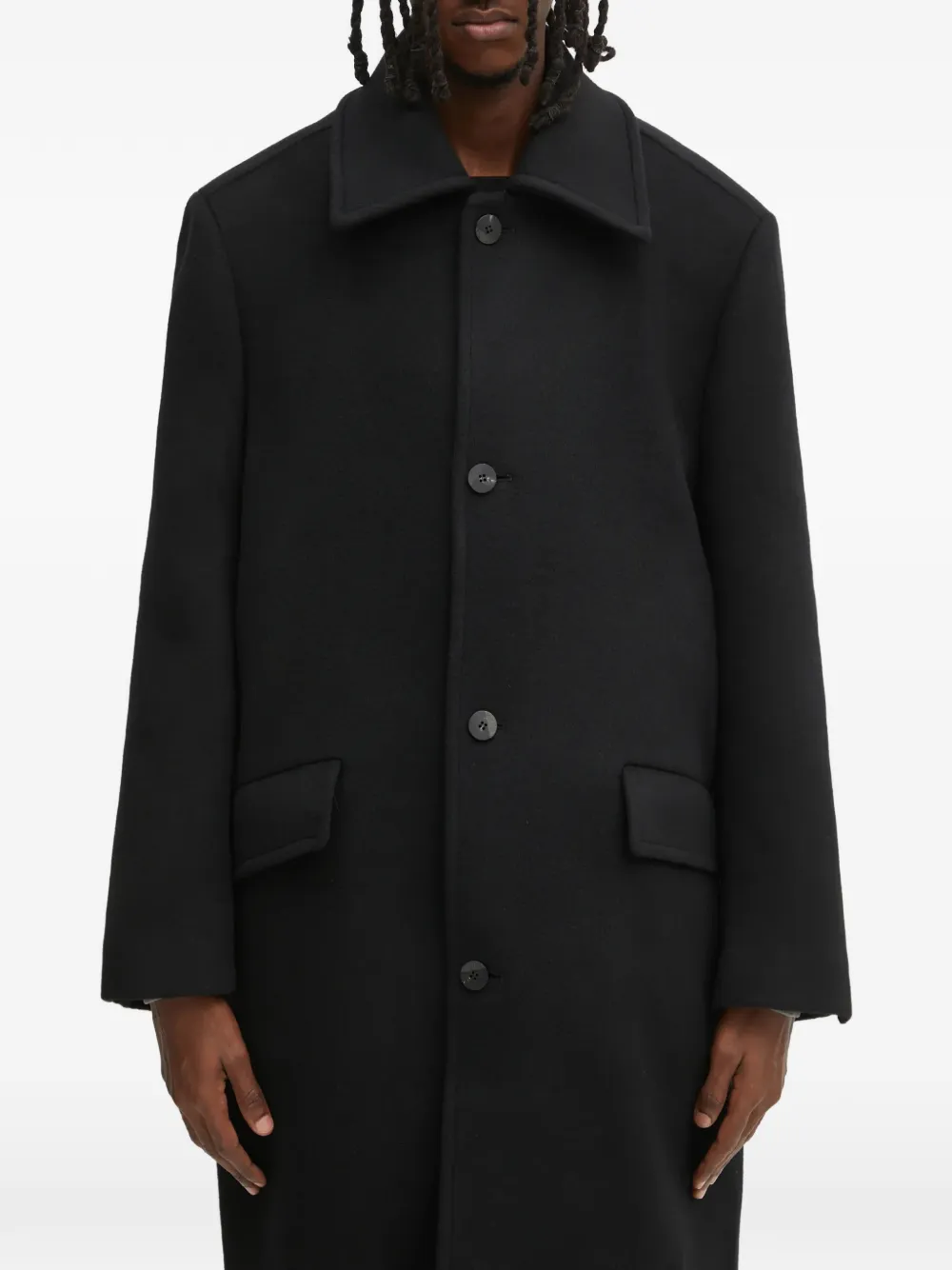 Ader Error Button-up Coat In Black