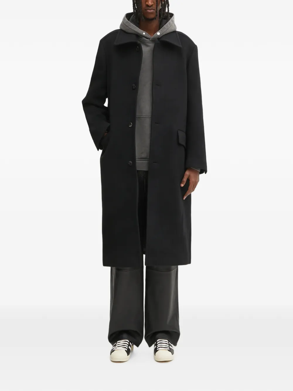 Ader Error Button-up Coat In Black