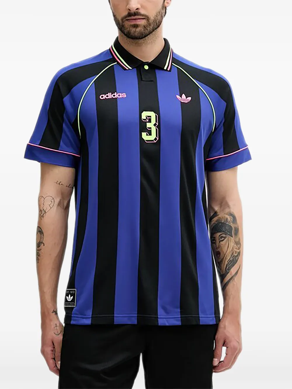 adidas striped-pattern polo shirt - Blau