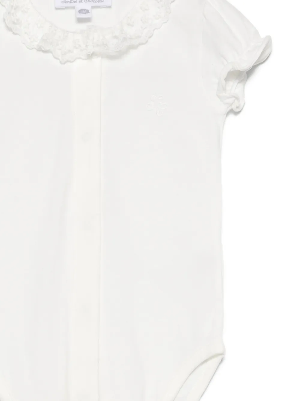 Tartine Et Chocolat Body met kanten afwerking en pofmouwen Wit