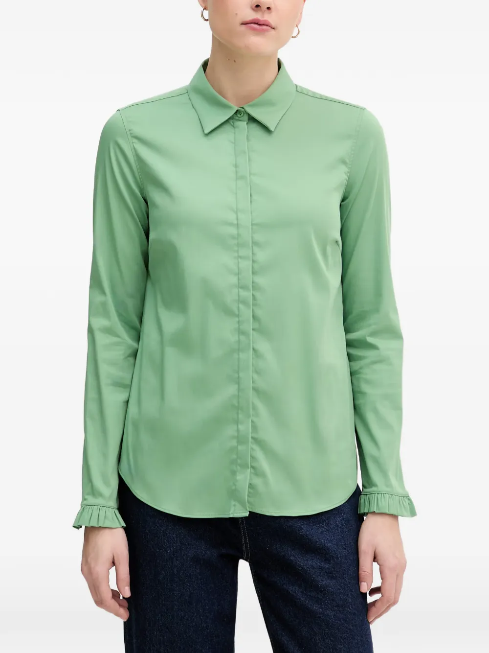 Mos Mosh Ruffled-cuff Shirt In Green