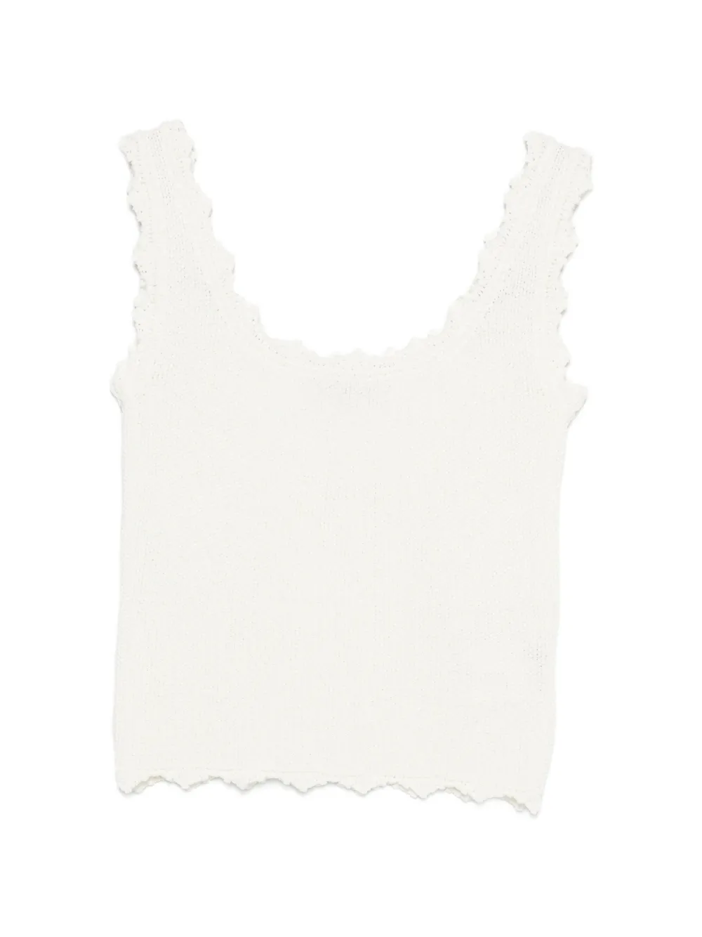 Low Classic scalloped-trim sleeveless top - Bianco