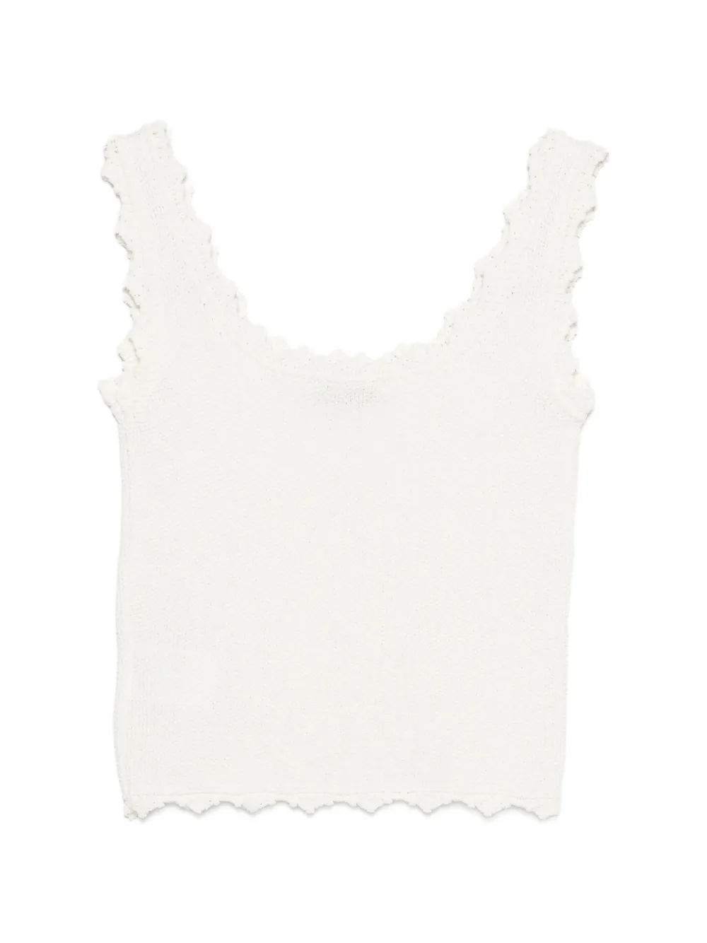  Low Classic Scalloped-trim Sleeveless Top - White 