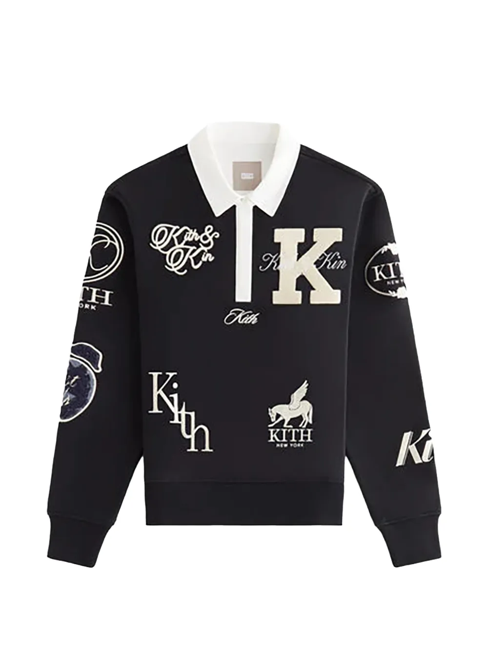 KITH Emery logo-patch long-sleeve polo shirt - Nero