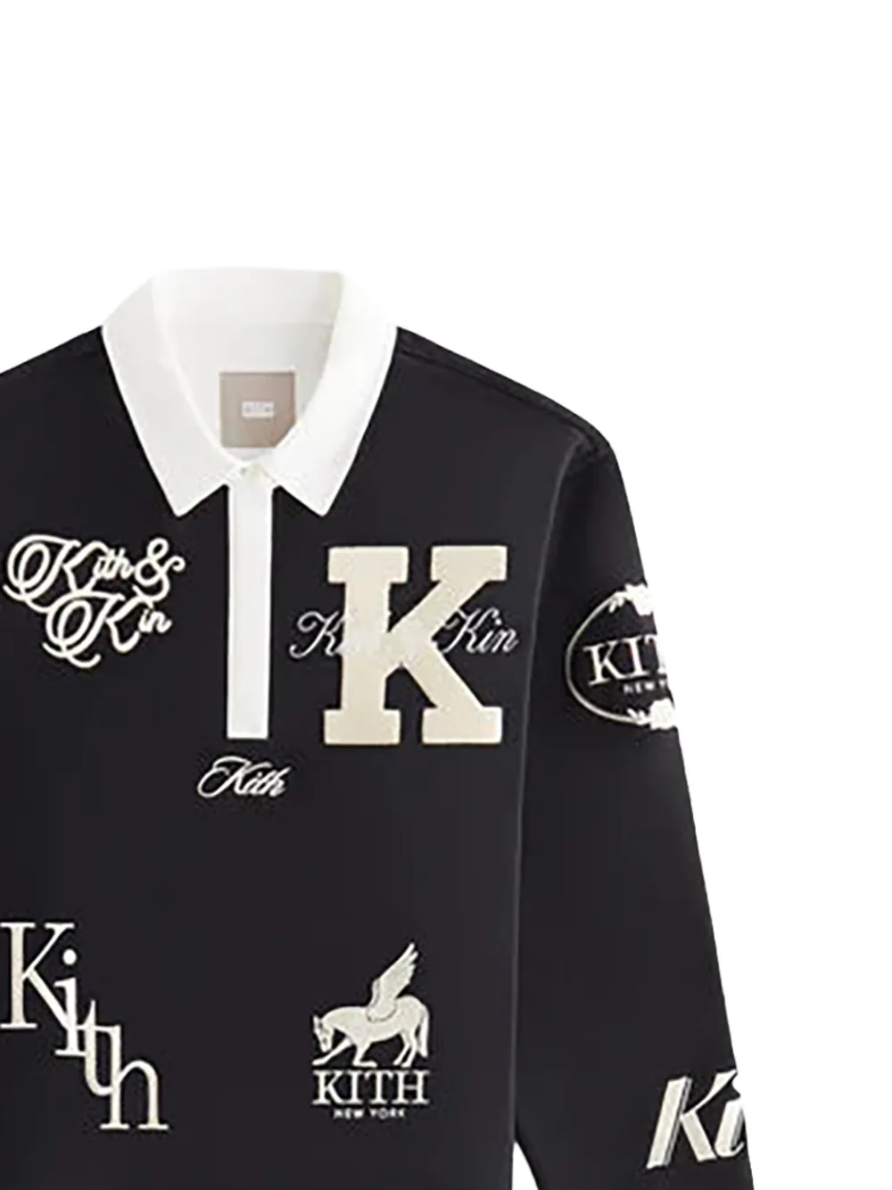  Kith Emery Logo-patch Long-sleeve Polo Shirt - Black 