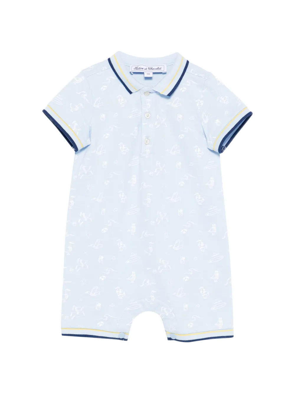 Tartine Et Chocolat bird-pattern romper - Blu