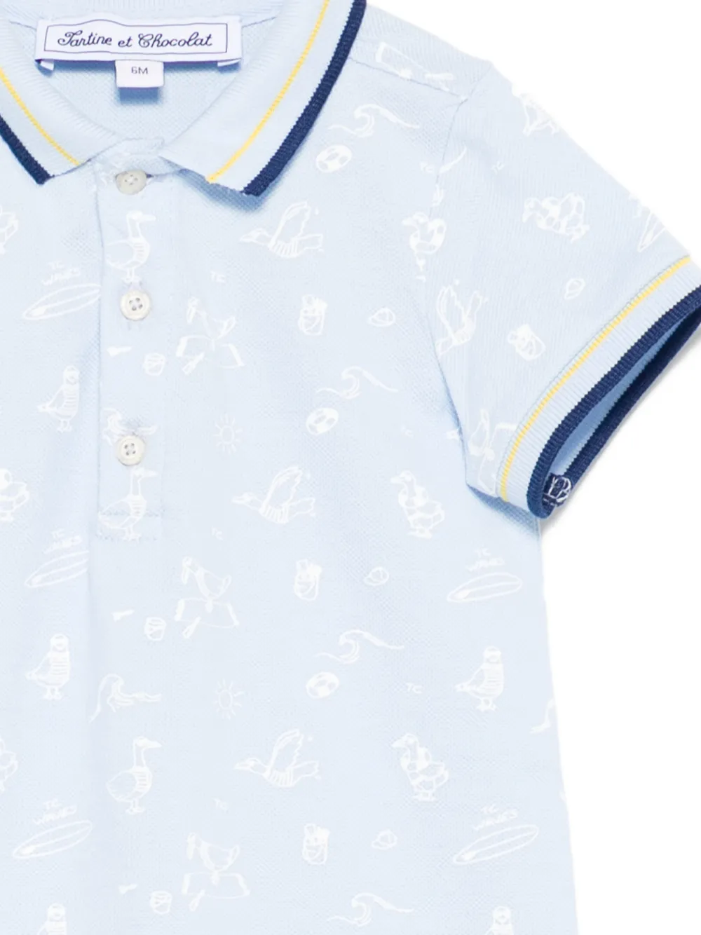  Tartine Et Chocolat Bird-pattern Romper - Blue 