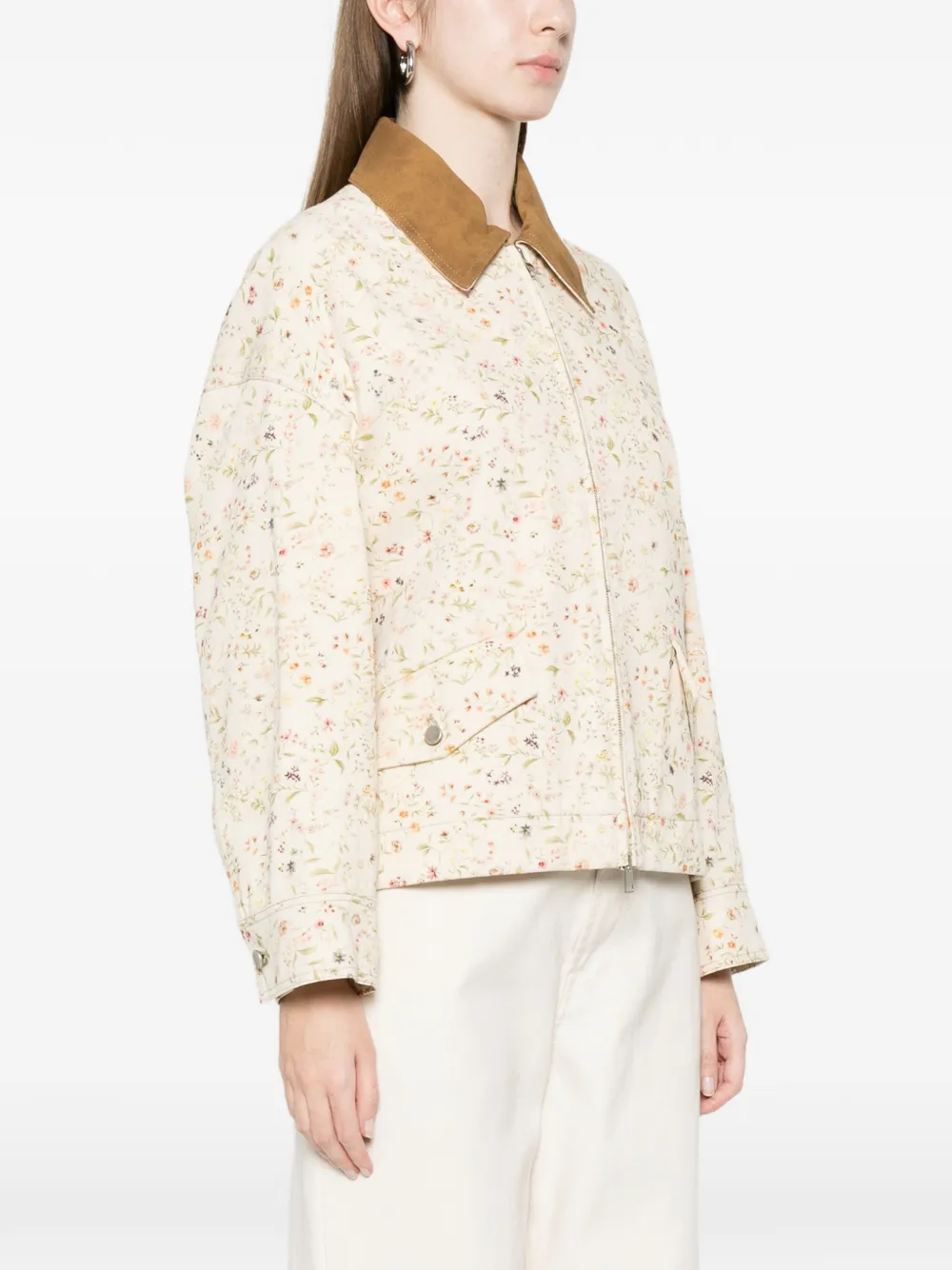  Tela Floral-print Collar Jacket - Neutrals 