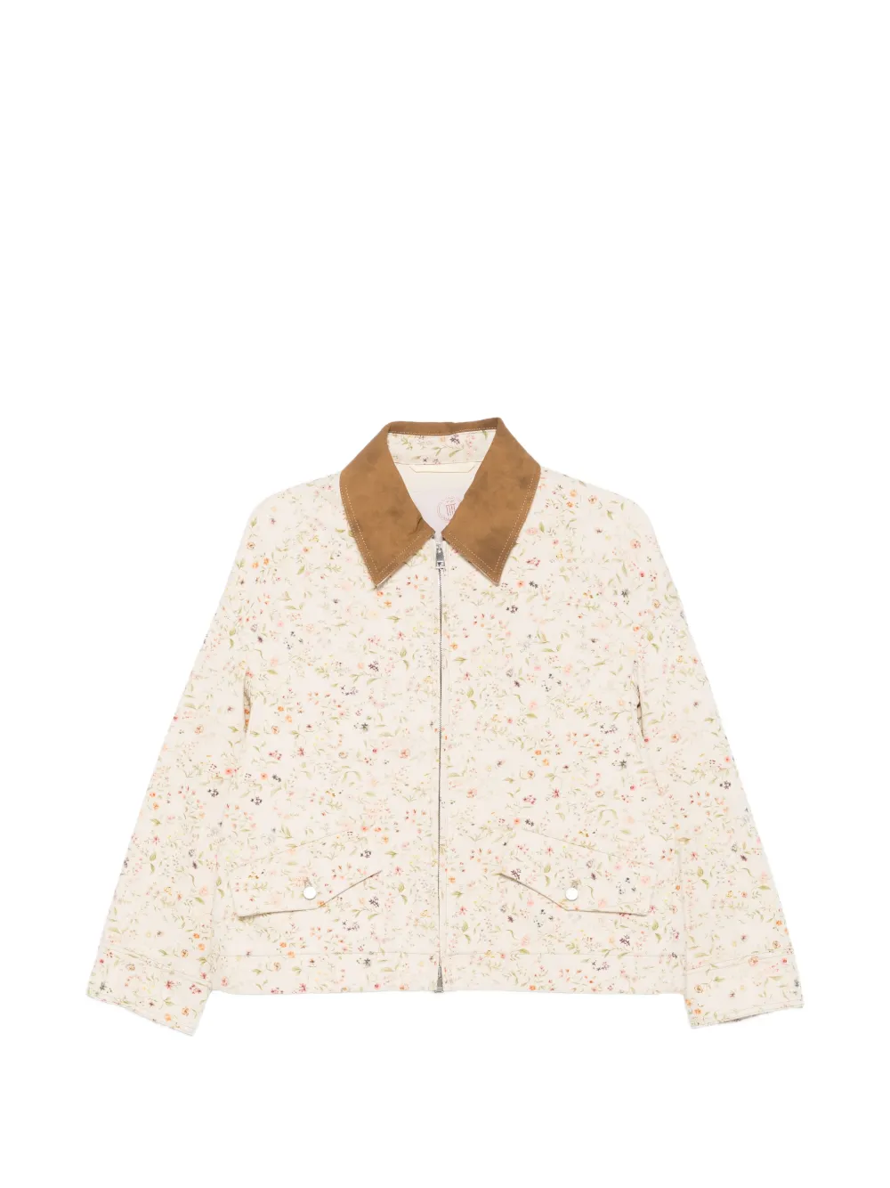 Tela floral-print collar jacket - Toni neutri