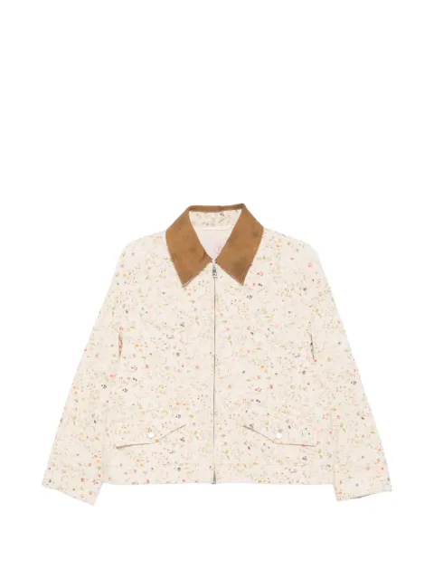 Tela floral-print collar jacket