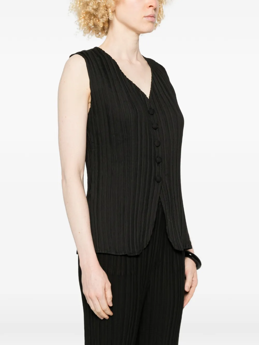  Gongdid Design Plisse Top - Black 