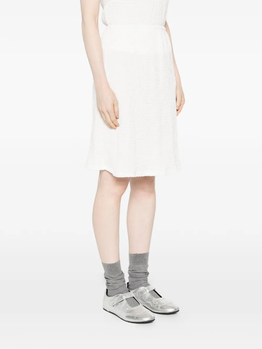  Gongdid Design Textured Mini Skirt - White 