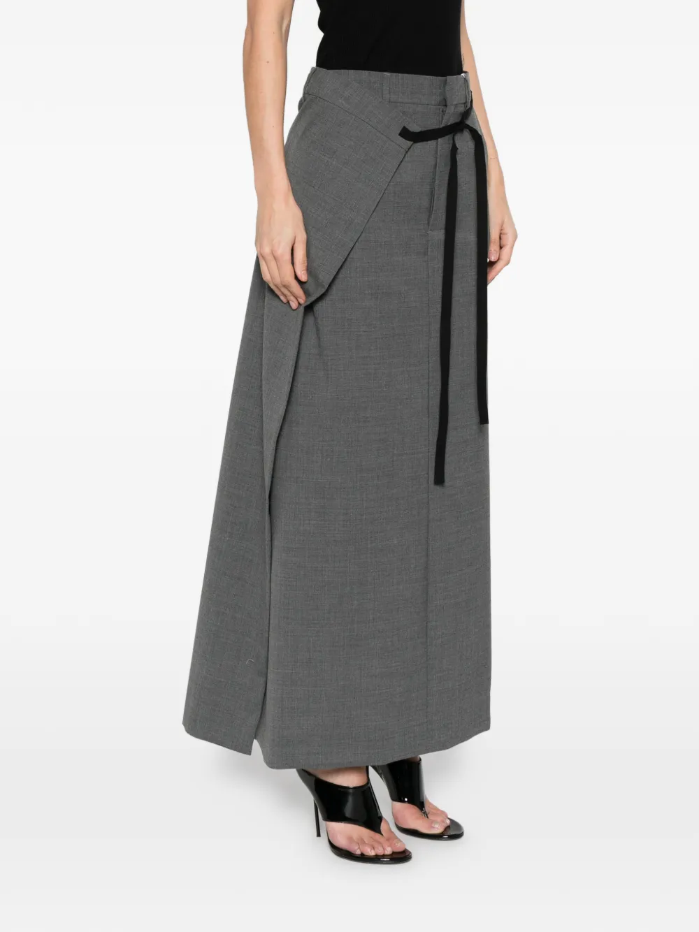  Mm6 Maison Margiela Wrap-tie Maxi Skirt - Grey 