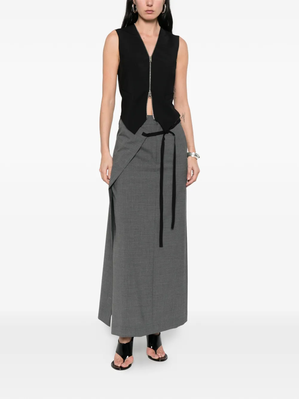  Mm6 Maison Margiela Wrap-tie Maxi Skirt - Grey 